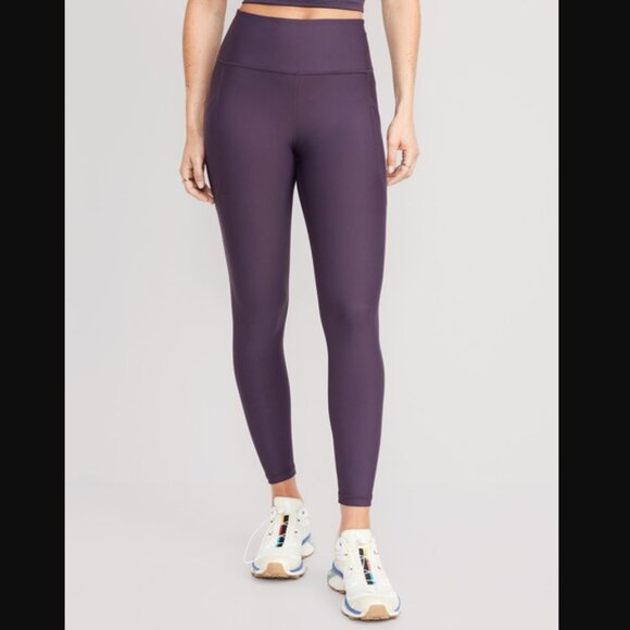 NWT Old Navy ACTIVE 7/8 crop purple leggings light compression size small NEW - Picture 3 of 14